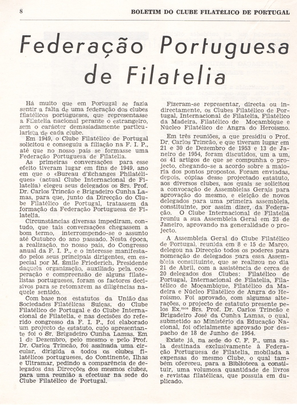 4 - FEDERAÇÃO PORT. Filatelia 42-43 1954